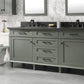 Legion Furniture WLF2272-PG Legion Furniture WLF2272-PG 72" Pewter Green Double-Sink Vanity Cabinet with Blue Limestone Top