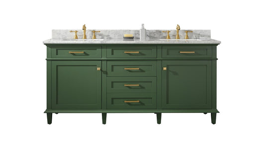 Legion Furniture WLF2272-VG Legion Furniture WLF2272-VG 72" Vogue Green Double-Sink Vanity Cabinet with Carrara White Top