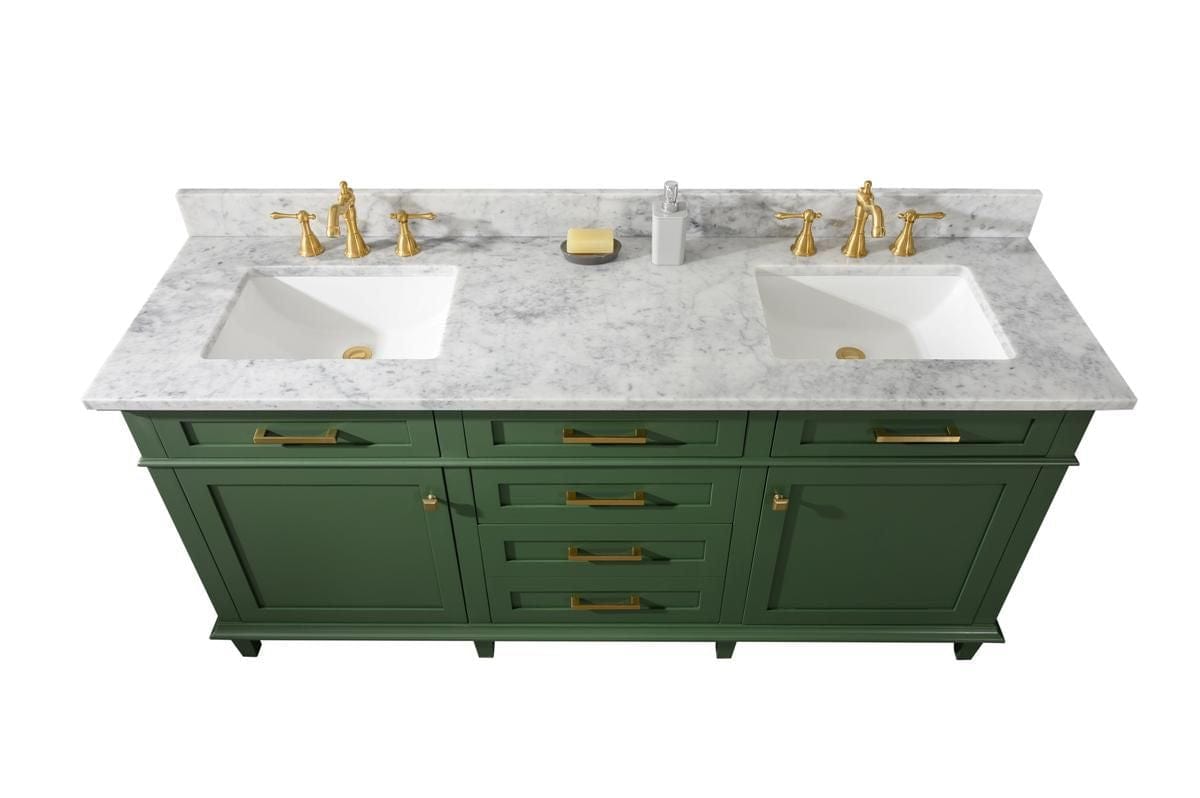 Legion Furniture WLF2272-VG Legion Furniture WLF2272-VG 72" Vogue Green Double-Sink Vanity Cabinet with Carrara White Top