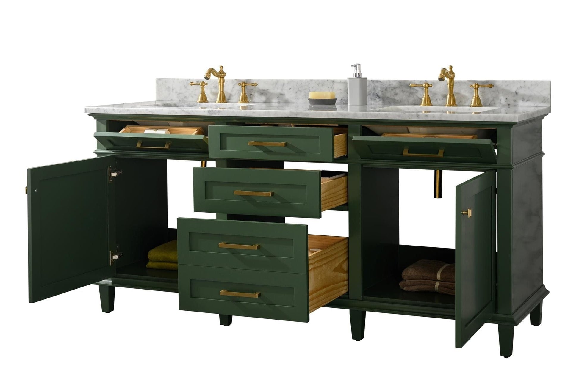 Legion Furniture WLF2272-VG Legion Furniture WLF2272-VG 72" Vogue Green Double-Sink Vanity Cabinet with Carrara White Top