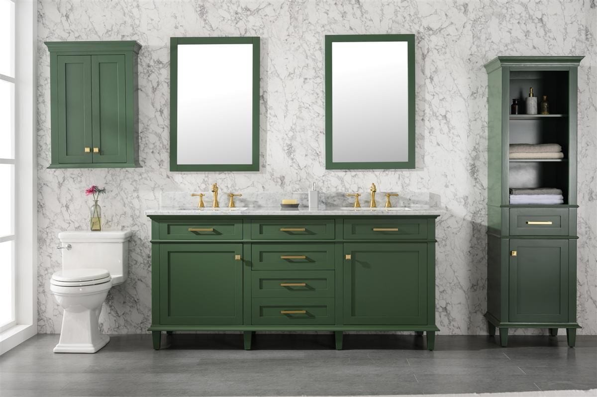 Legion Furniture WLF2272-VG Legion Furniture WLF2272-VG 72" Vogue Green Double-Sink Vanity Cabinet with Carrara White Top