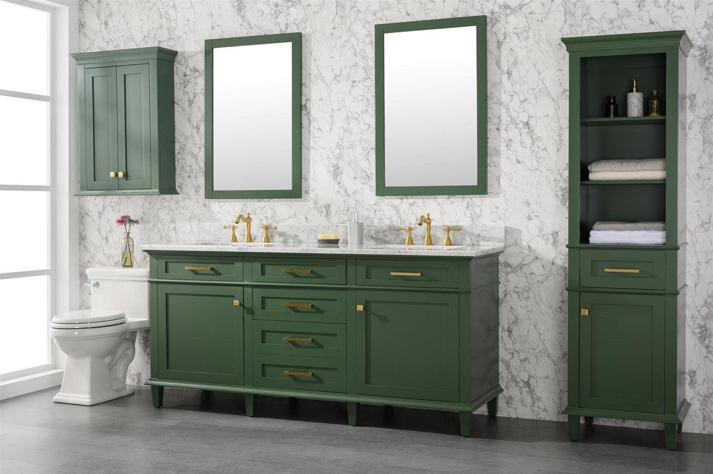 Legion Furniture WLF2272-VG Legion Furniture WLF2272-VG 72" Vogue Green Double-Sink Vanity Cabinet with Carrara White Top