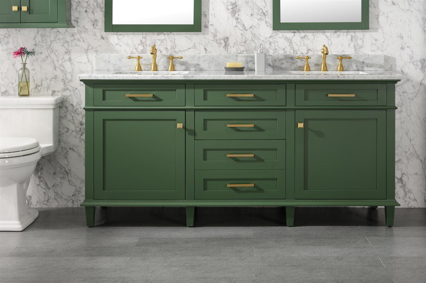 Legion Furniture WLF2272-VG Legion Furniture WLF2272-VG 72" Vogue Green Double-Sink Vanity Cabinet with Carrara White Top