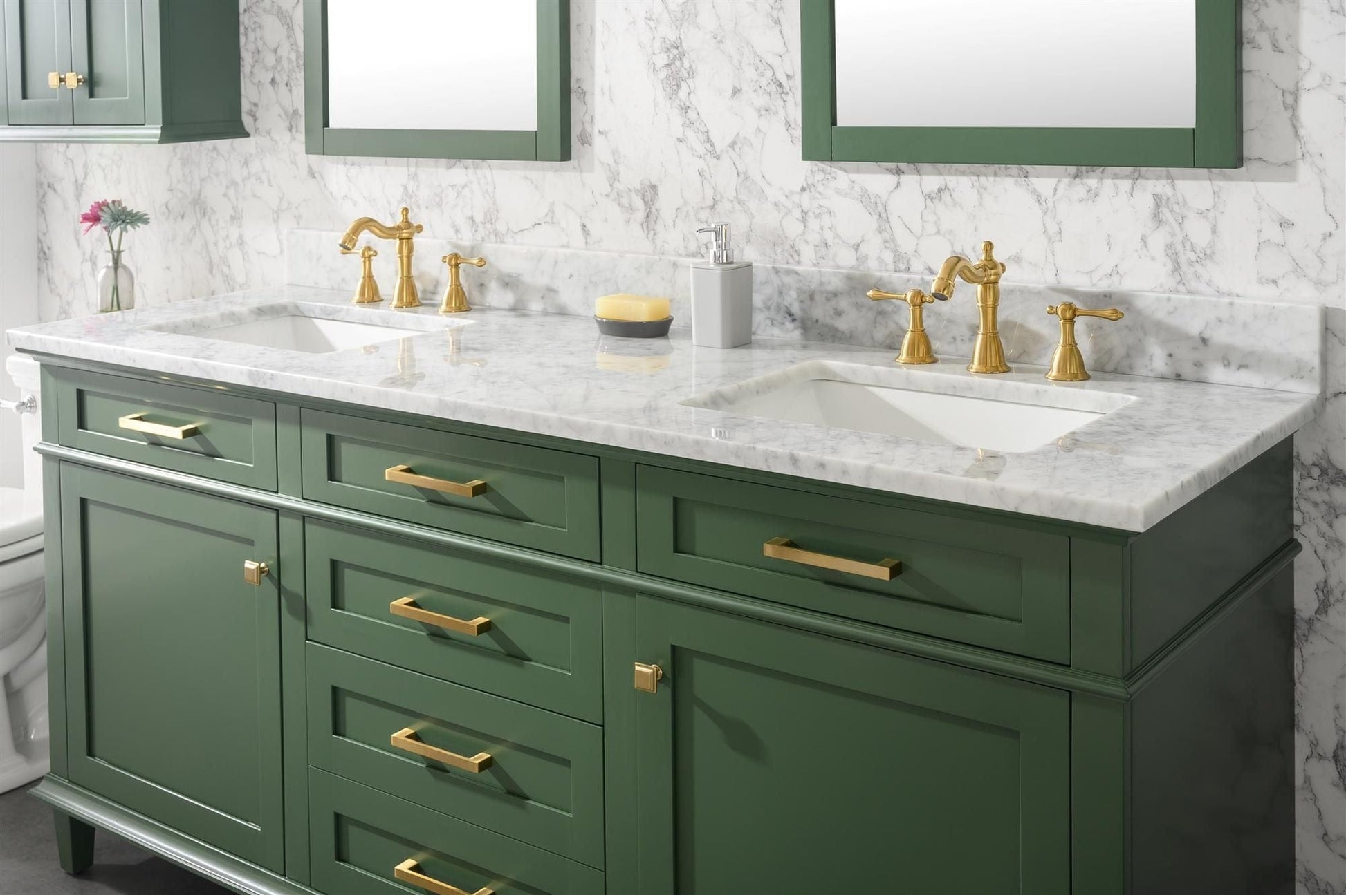 Legion Furniture WLF2272-VG Legion Furniture WLF2272-VG 72" Vogue Green Double-Sink Vanity Cabinet with Carrara White Top