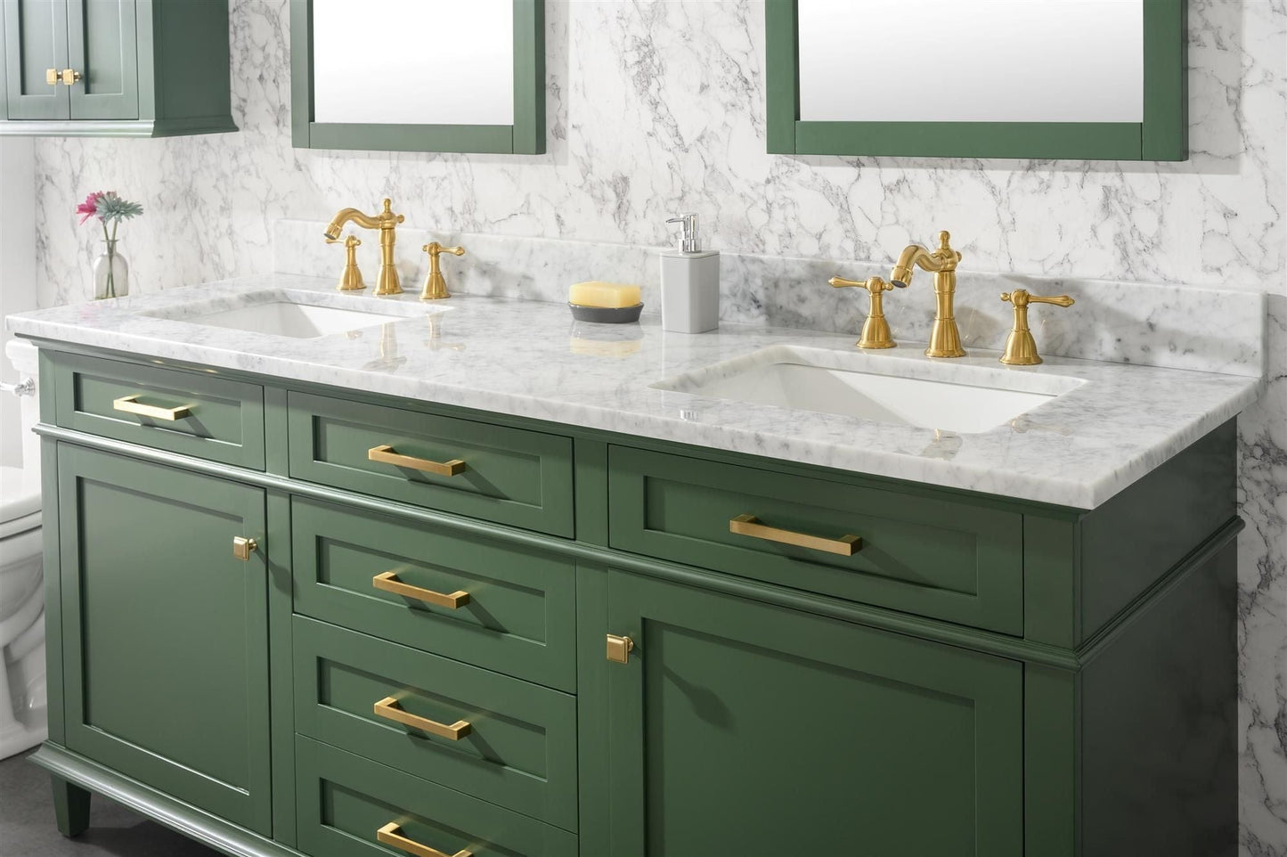 Legion Furniture WLF2272-VG Legion Furniture WLF2272-VG 72" Vogue Green Double-Sink Vanity Cabinet with Carrara White Top