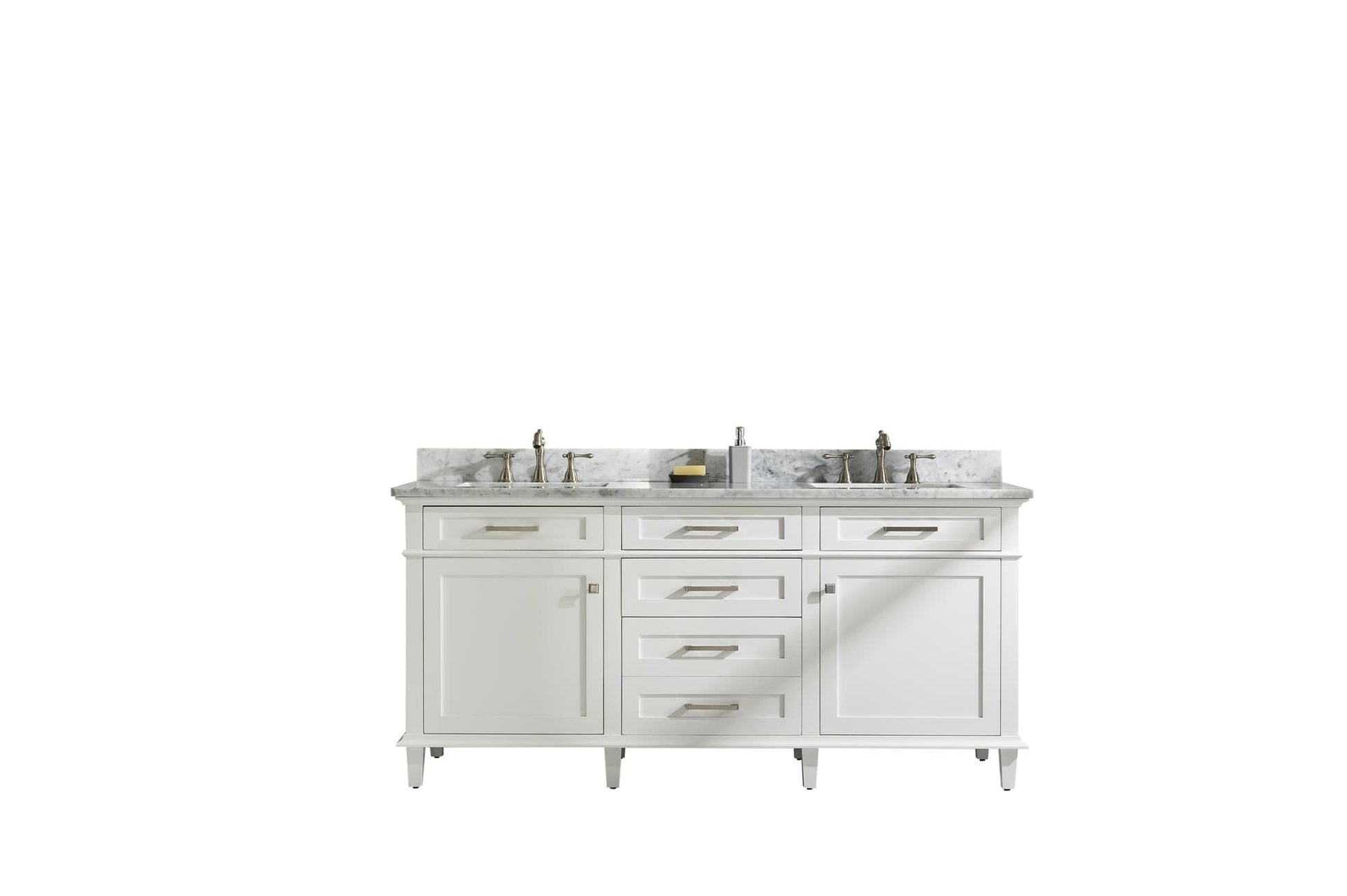 Legion Furniture WLF2272-W Legion Furniture WLF2272-W 72" White Double-Sink Vanity Cabinet with Carrara White Top