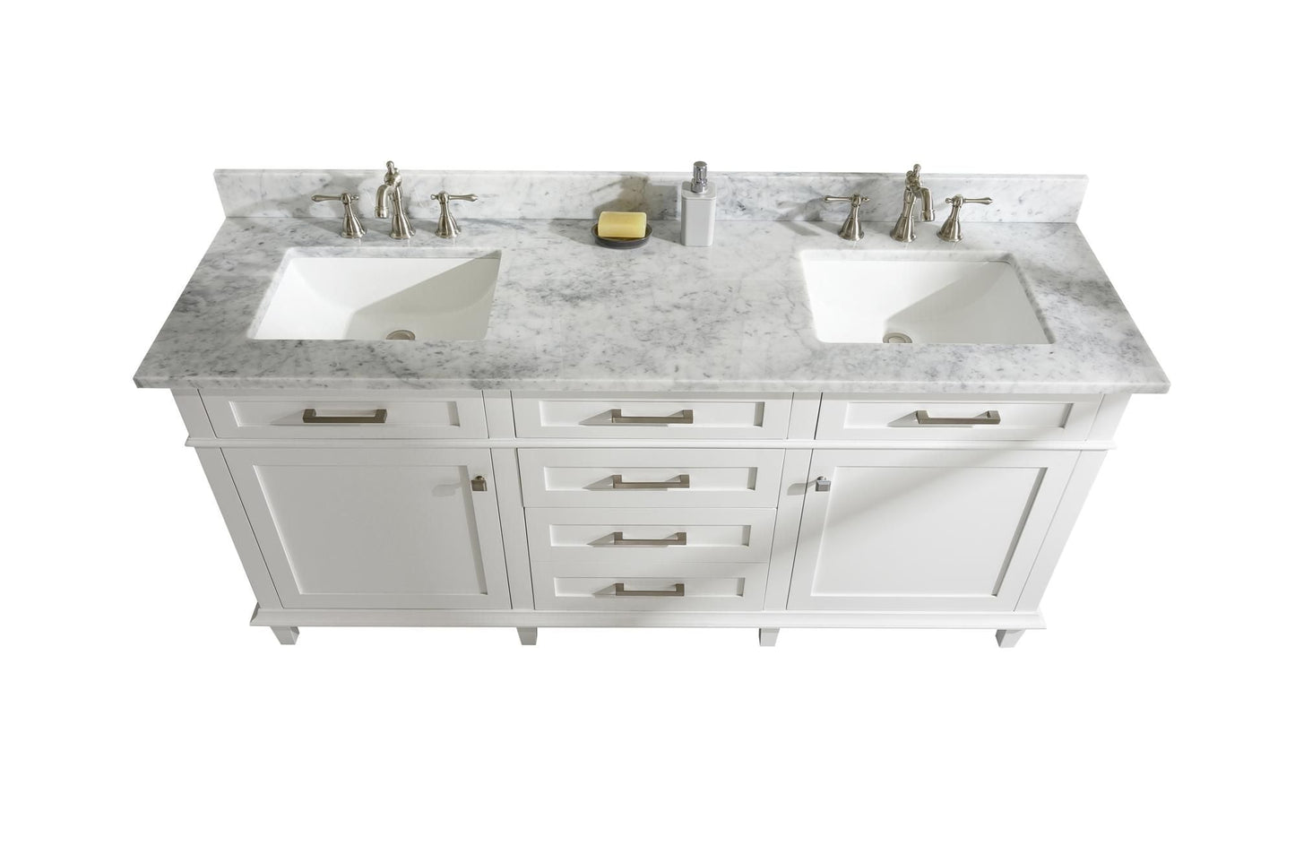 Legion Furniture WLF2272-W Legion Furniture WLF2272-W 72" White Double-Sink Vanity Cabinet with Carrara White Top