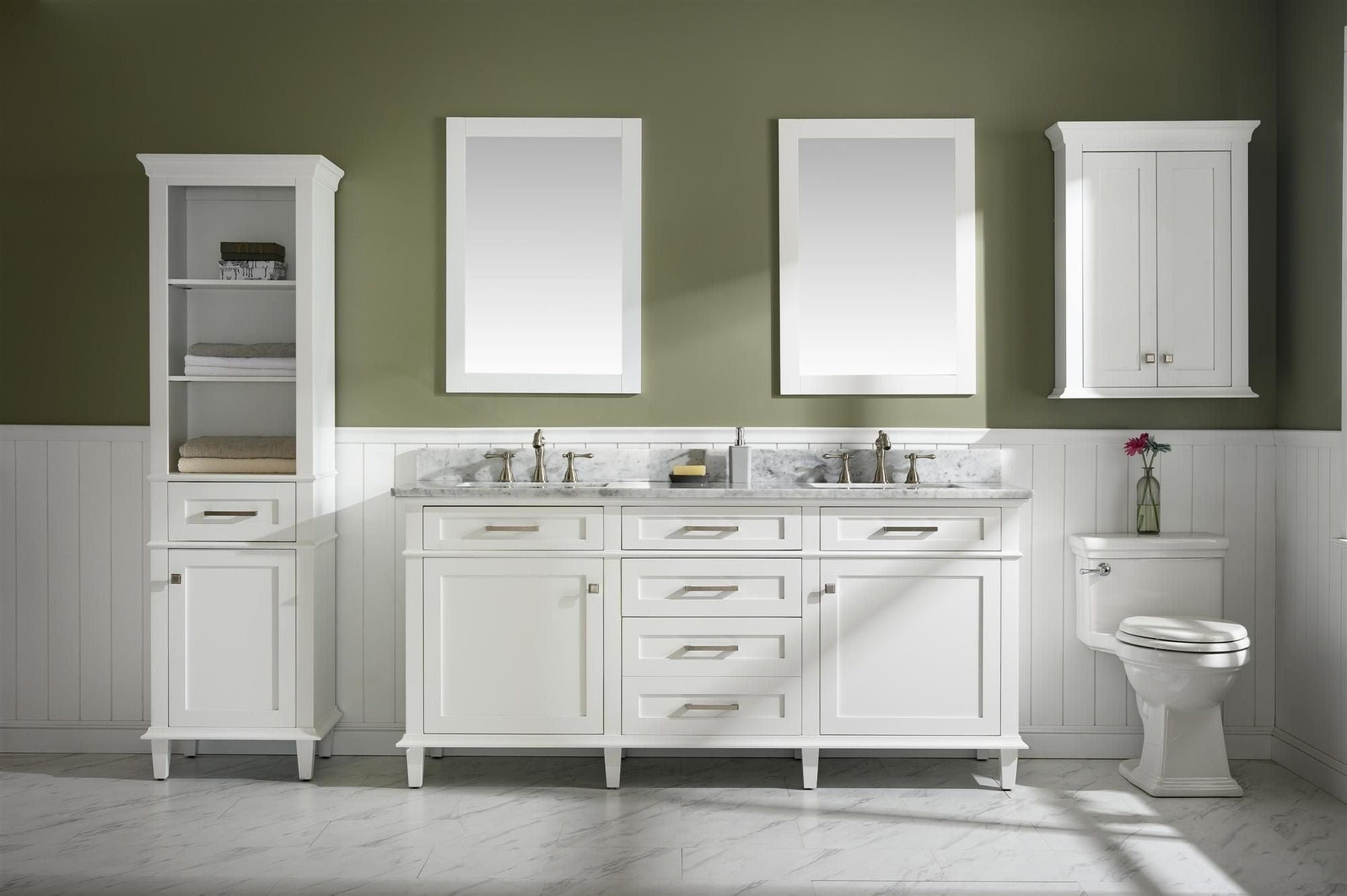 Legion Furniture WLF2272-W Legion Furniture WLF2272-W 72" White Double-Sink Vanity Cabinet with Carrara White Top