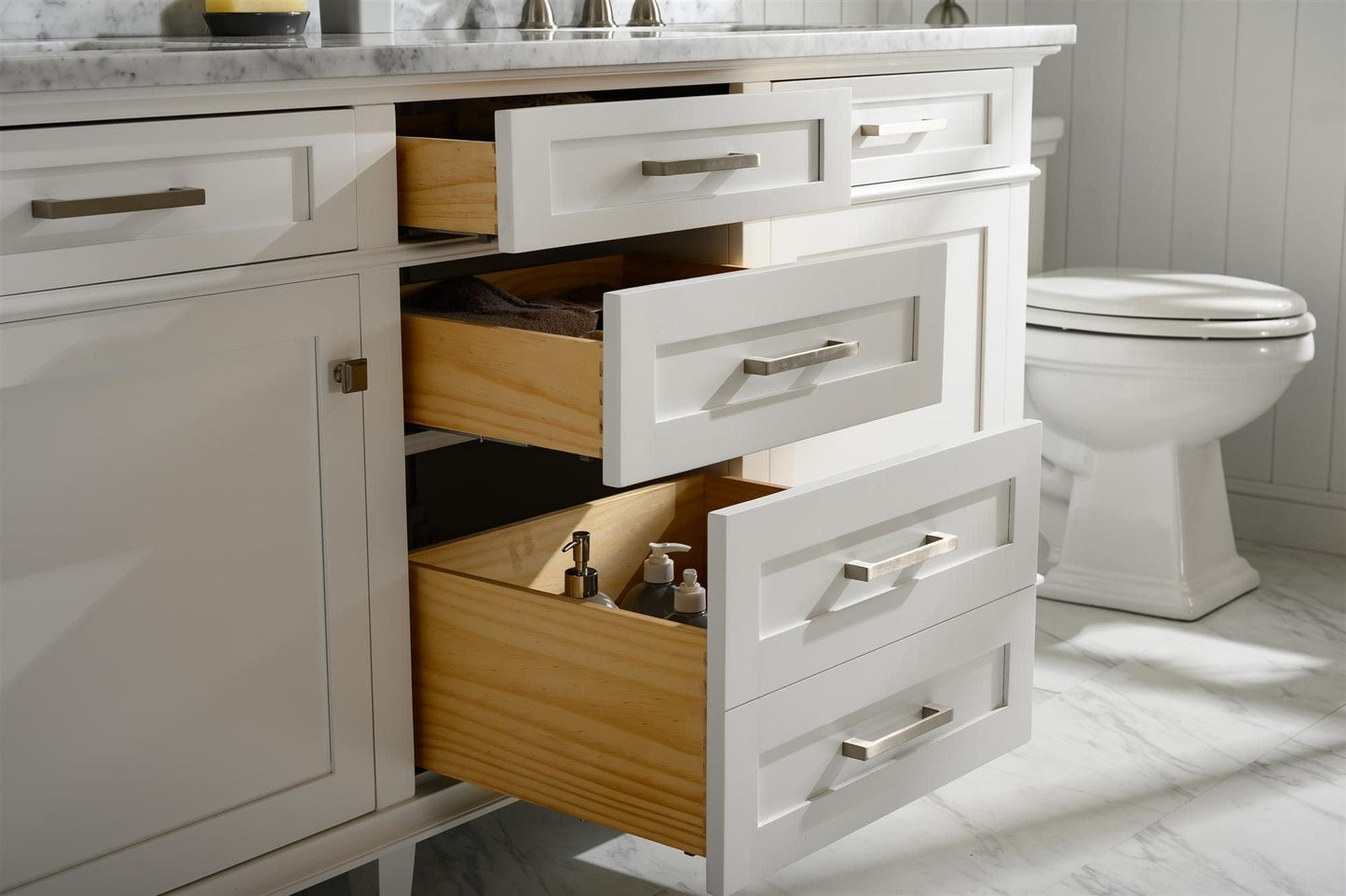 Legion Furniture WLF2272-W Legion Furniture WLF2272-W 72" White Double-Sink Vanity Cabinet with Carrara White Top