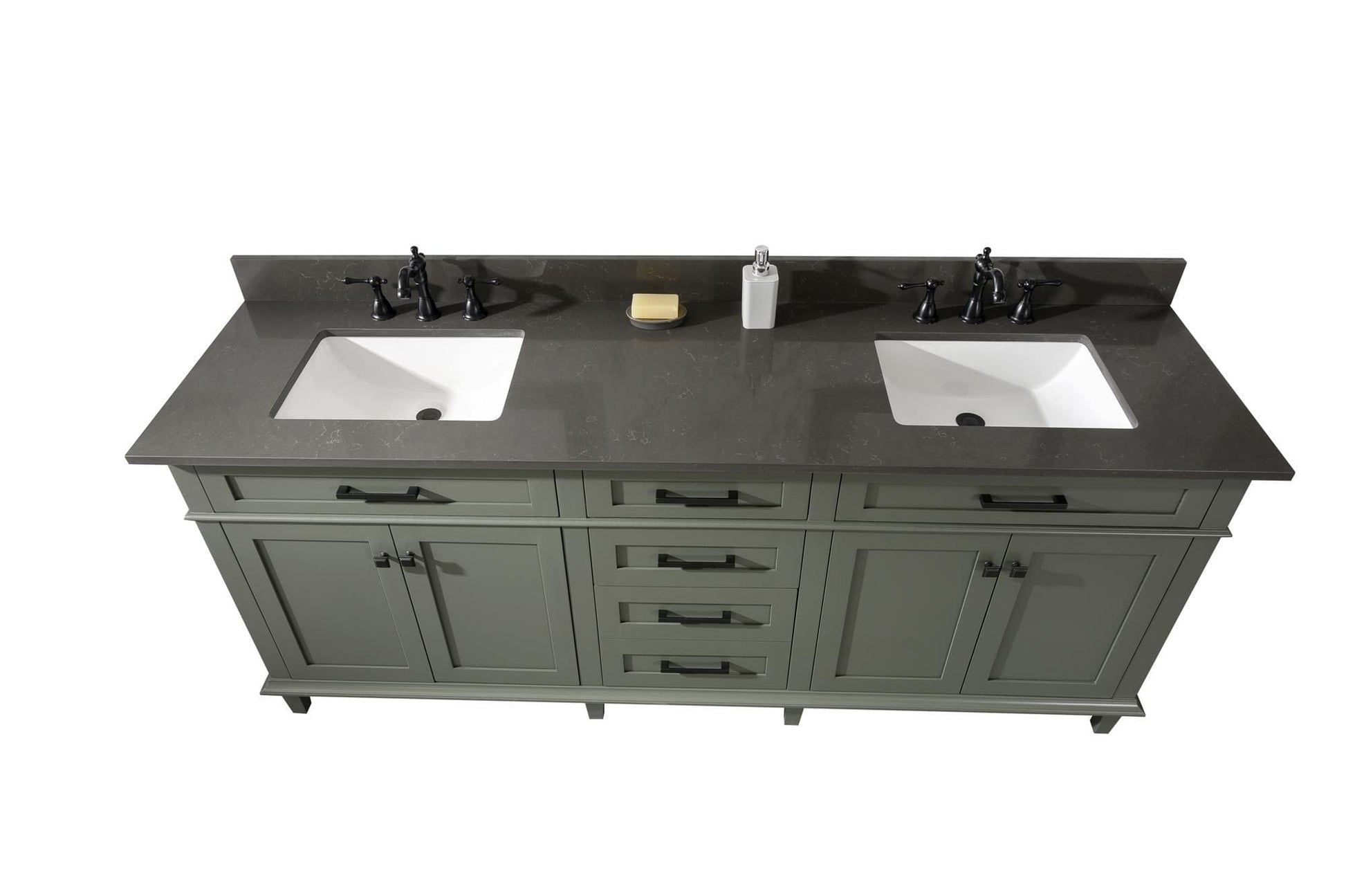 Legion Furniture WLF2280-PG Legion Furniture WLF2280-PG 80" Pewter Green Double-Sink Vanity Cabinet with Blue Limestone Quartz Top WLF2280-BS-QZ