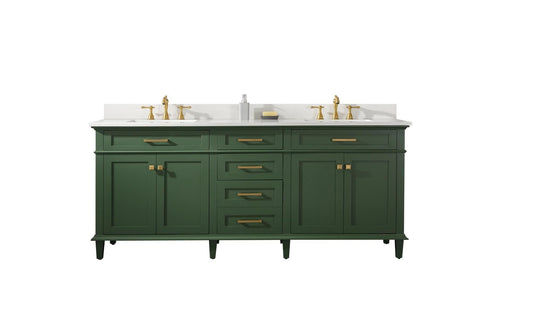 Legion Furniture WLF2280-VG Legion Furniture WLF2280-VG 80" Vogue Green Double-Sink Vanity Cabinet with Carrara White Quartz Top WLF2280-CW-QZ