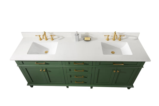 Legion Furniture WLF2280-VG Legion Furniture WLF2280-VG 80" Vogue Green Double-Sink Vanity Cabinet with Carrara White Quartz Top WLF2280-CW-QZ