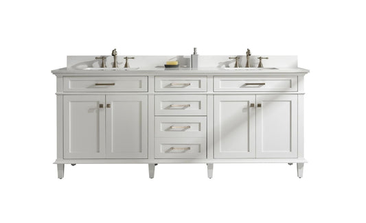 Legion Furniture WLF2280-W Legion Furniture WLF2280-W 80" White Double-Sink Vanity Cabinet with Carrara White Quartz Top WLF2280-CW-QZ