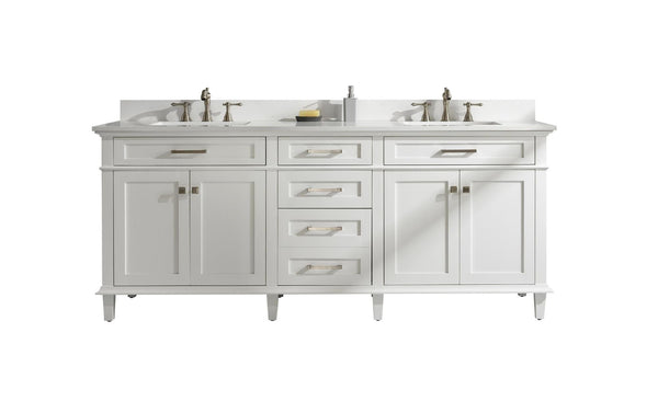 Legion Furniture WLF2280-W Legion Furniture WLF2280-W 80 White Double-Sink Vanity Cabinet with Carrara White Quartz Top WLF2280-CW-QZ