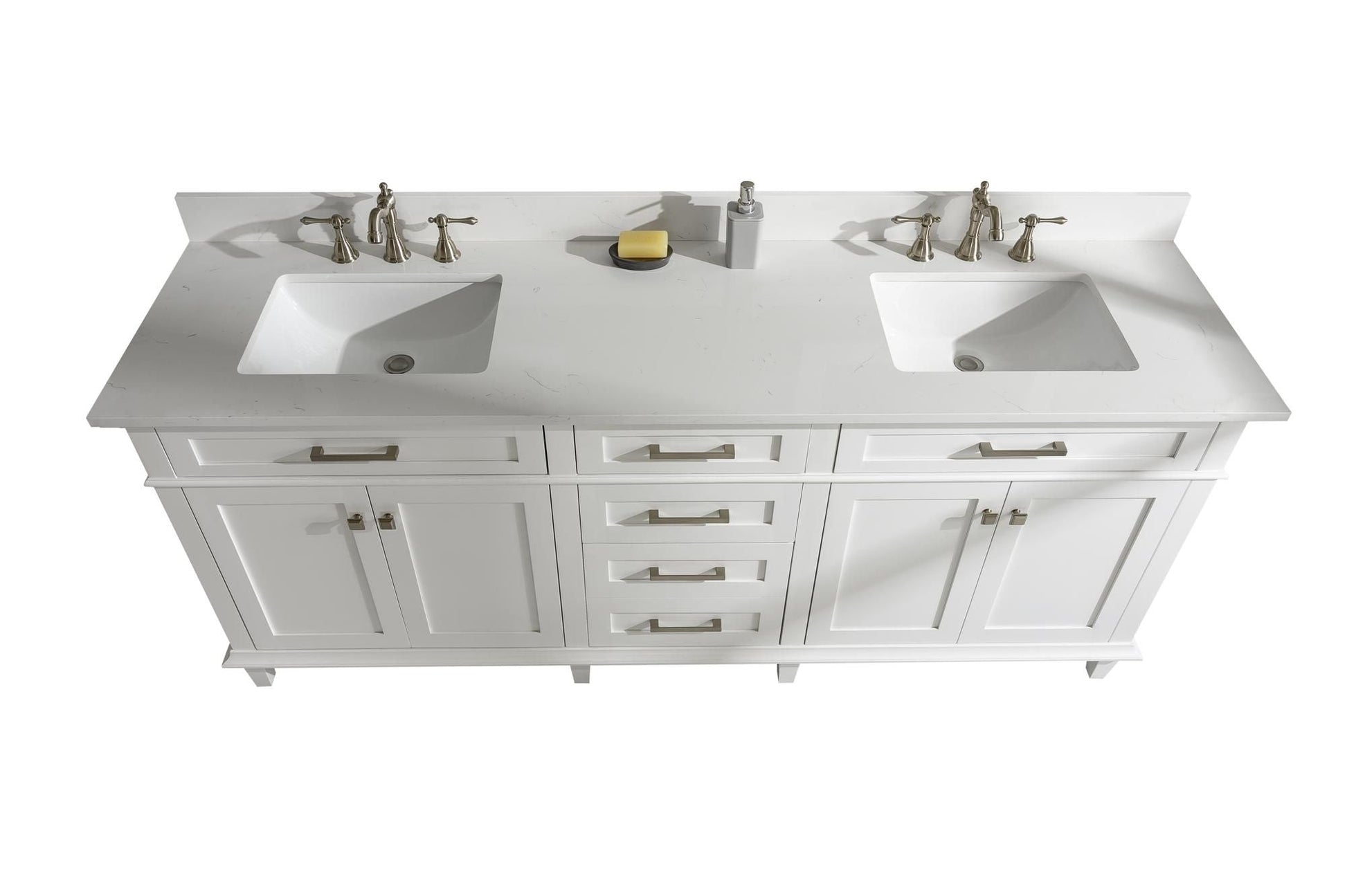 Legion Furniture WLF2280-W Legion Furniture WLF2280-W 80" White Double-Sink Vanity Cabinet with Carrara White Quartz Top WLF2280-CW-QZ