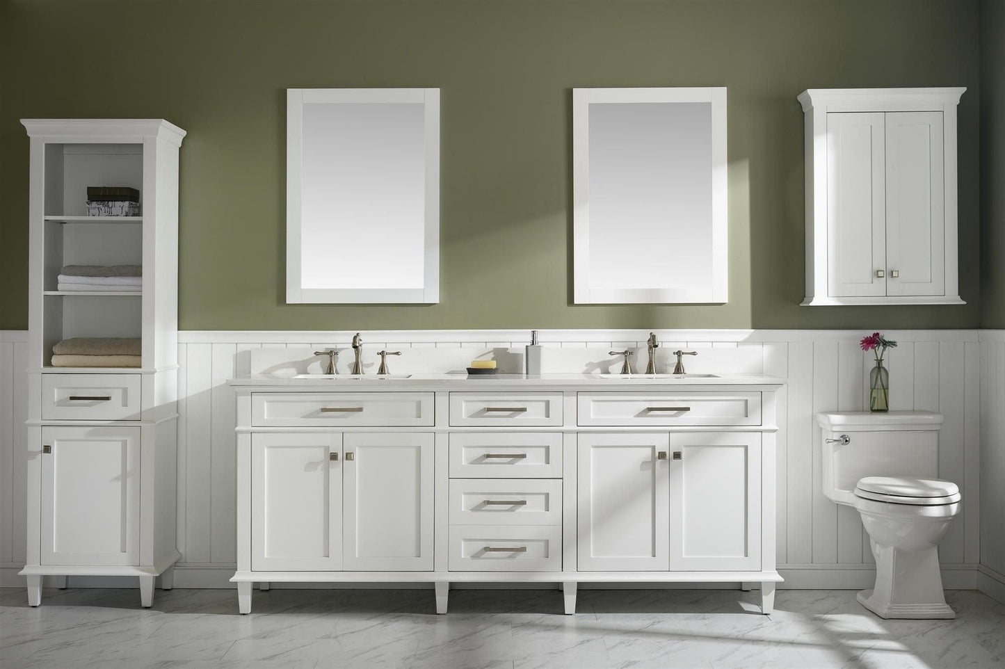 Legion Furniture WLF2280-W Legion Furniture WLF2280-W 80" White Double-Sink Vanity Cabinet with Carrara White Quartz Top WLF2280-CW-QZ