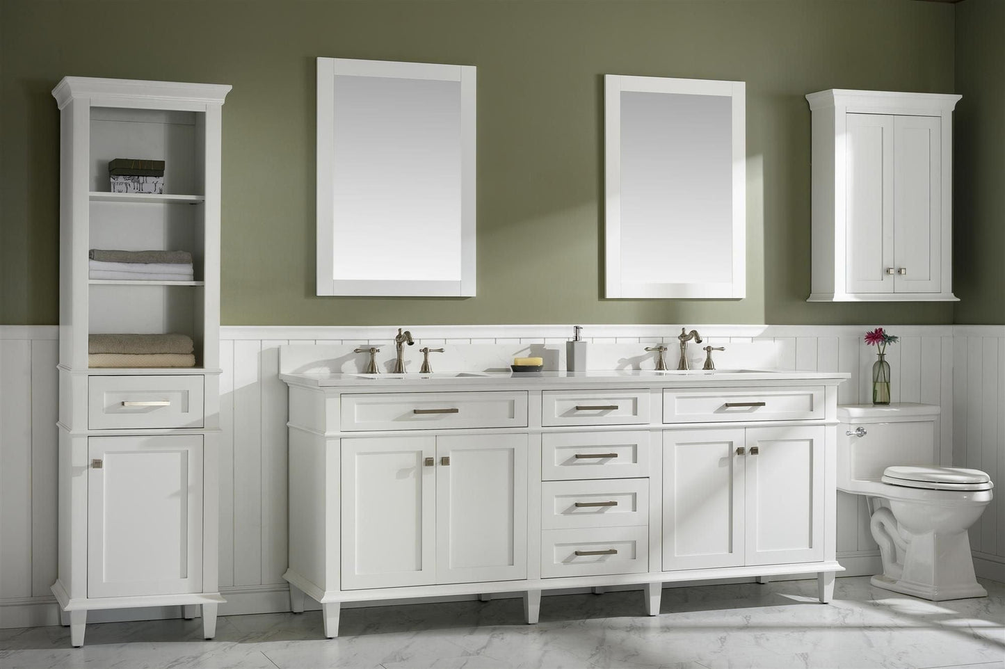 Legion Furniture WLF2280-W Legion Furniture WLF2280-W 80" White Double-Sink Vanity Cabinet with Carrara White Quartz Top WLF2280-CW-QZ