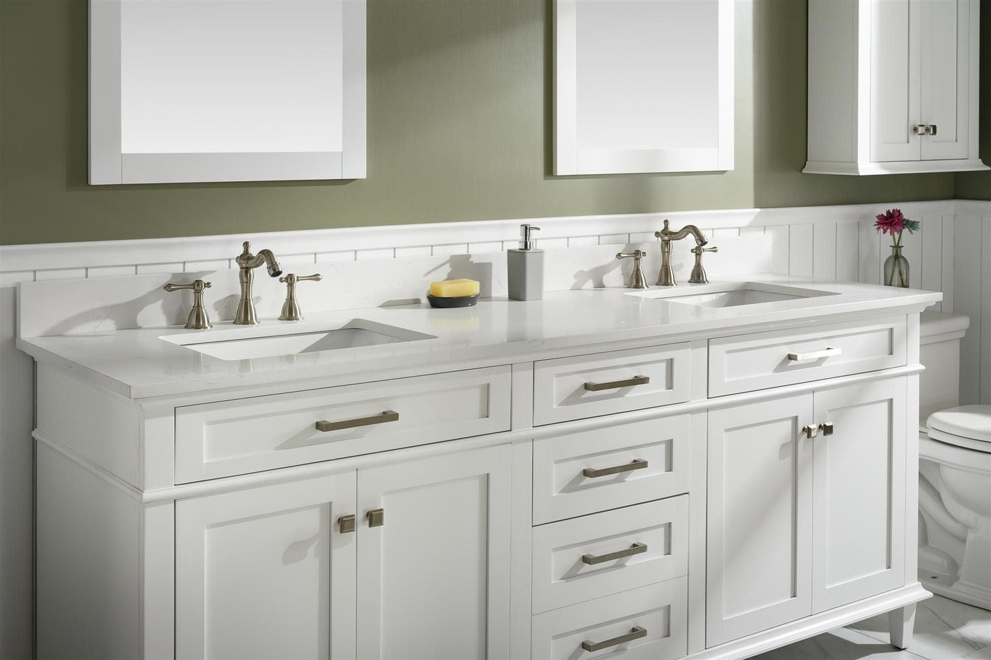 Legion Furniture WLF2280-W Legion Furniture WLF2280-W 80" White Double-Sink Vanity Cabinet with Carrara White Quartz Top WLF2280-CW-QZ