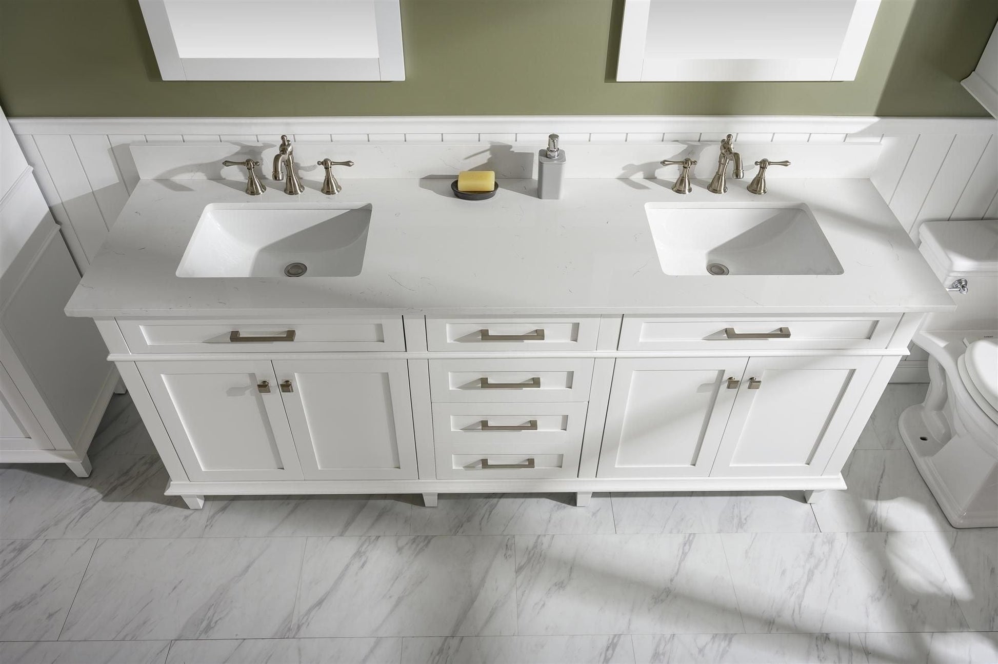 Legion Furniture WLF2280-W Legion Furniture WLF2280-W 80" White Double-Sink Vanity Cabinet with Carrara White Quartz Top WLF2280-CW-QZ