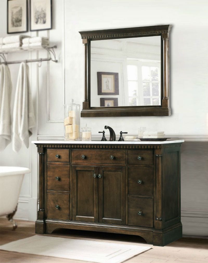 Legion Furniture WLF6036-48" Legion Furniture WLF6036-48" 48" Antique Coffee Sink Vanity with Carrara White Top and Matching Backsplash without Faucet