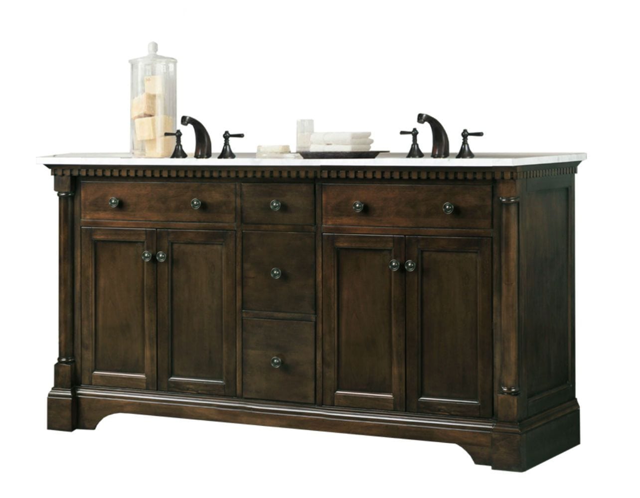 Legion Furniture WLF6036-60" Legion Furniture WLF6036-60" 60" Antique Coffee Sink Vanity with Carrara White Top and Matching Backsplash without Faucet