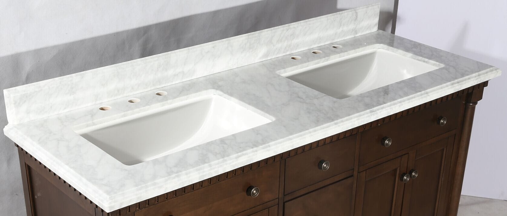 Legion Furniture WLF6036-60" Legion Furniture WLF6036-60" 60" Antique Coffee Sink Vanity with Carrara White Top and Matching Backsplash without Faucet