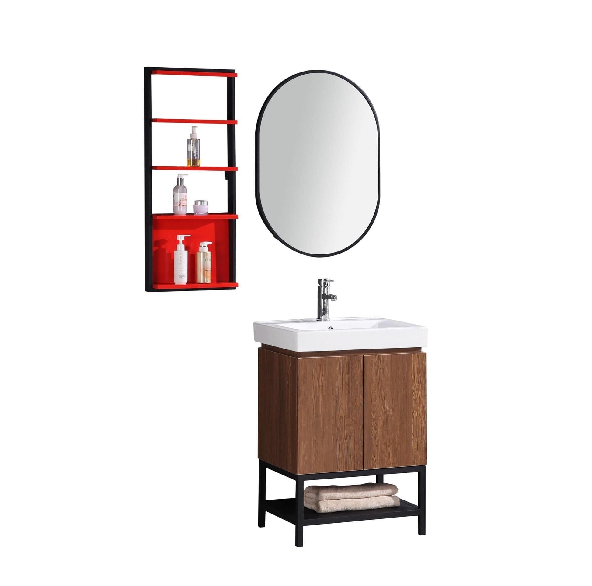 Legion Furniture WT9324-24-PVC Legion Furniture WT9324-24-PVC 24" Bathroom Vanity with Mirror and Side Cabinet - PVC