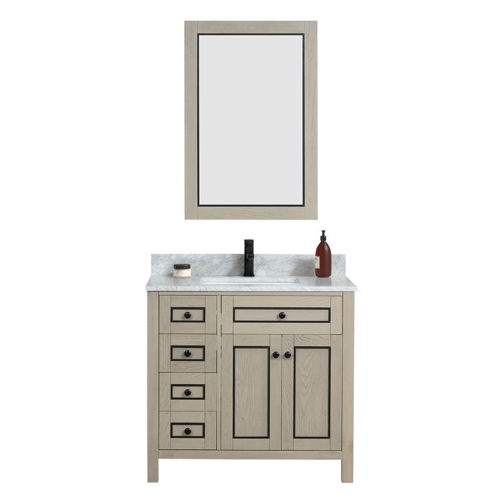 Legion Furniture WV2236-O Legion Furniture WV2236-O 36" Light Oak Finish Sink Vanity Cabinet with Carrara White Top