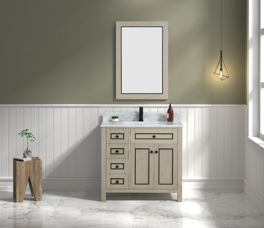 Legion Furniture WV2236-O Legion Furniture WV2236-O 36" Light Oak Finish Sink Vanity Cabinet with Carrara White Top