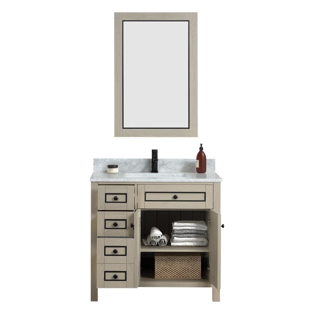 Legion Furniture WV2236-O Legion Furniture WV2236-O 36" Light Oak Finish Sink Vanity Cabinet with Carrara White Top