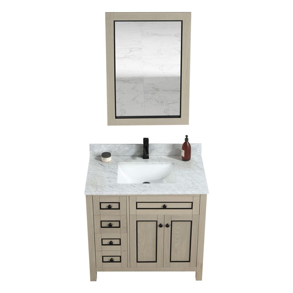 Legion Furniture WV2236-O Legion Furniture WV2236-O 36" Light Oak Finish Sink Vanity Cabinet with Carrara White Top