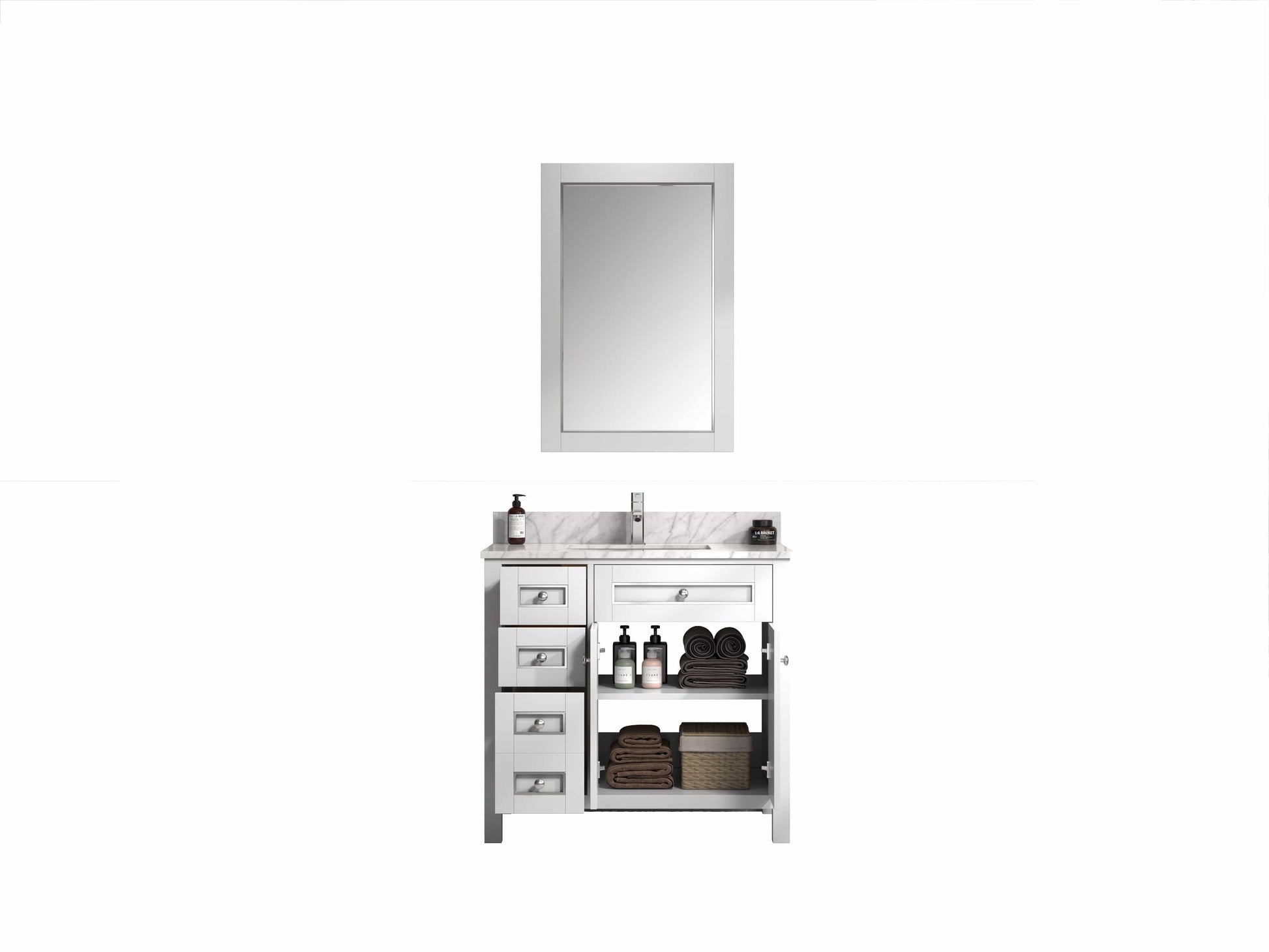 Legion Furniture WV2236-W Legion Furniture WV2236-W 36" White Finish Sink Vanity Cabinet with Carrara White Top