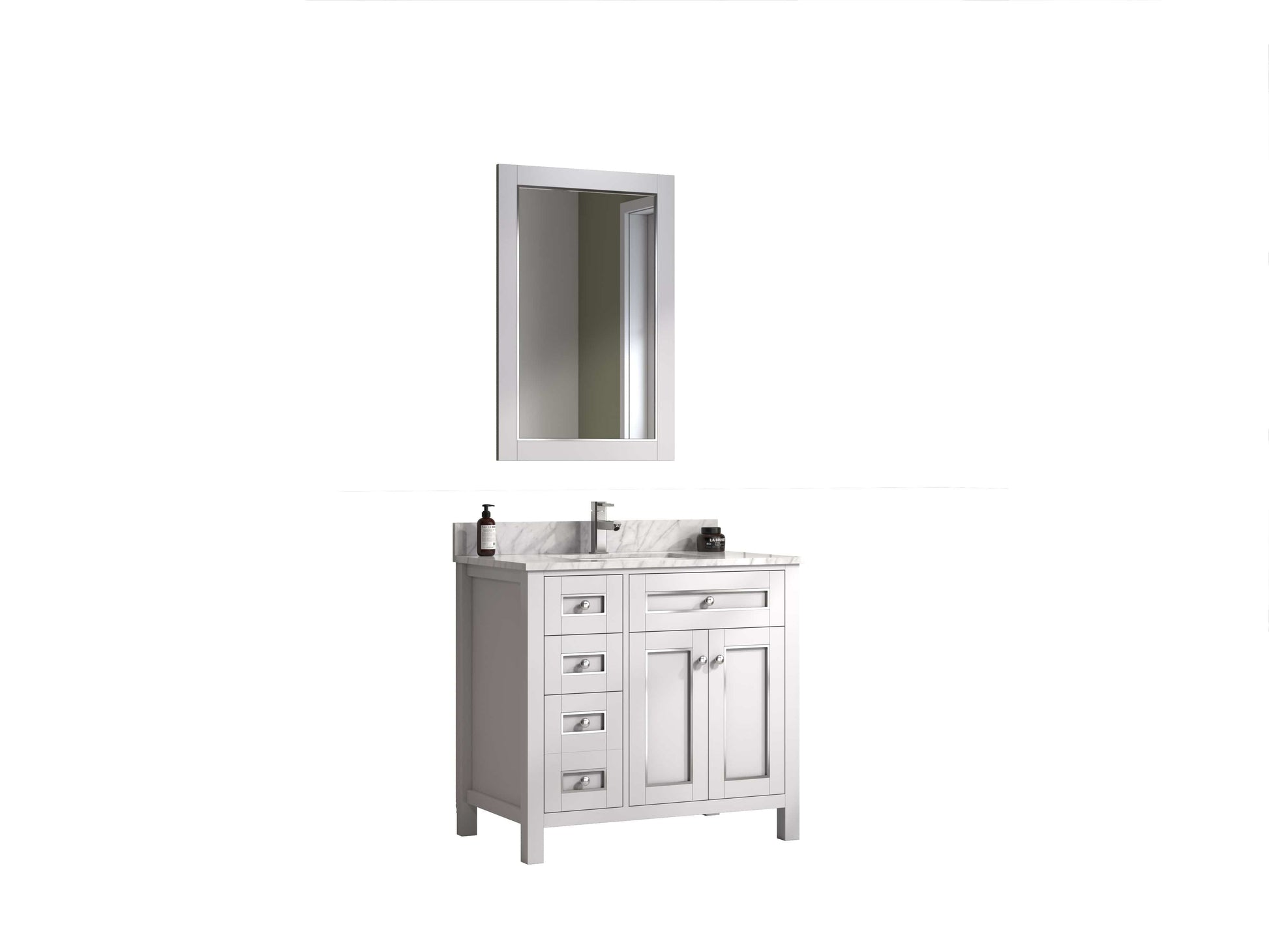 Legion Furniture WV2236-W Legion Furniture WV2236-W 36" White Finish Sink Vanity Cabinet with Carrara White Top