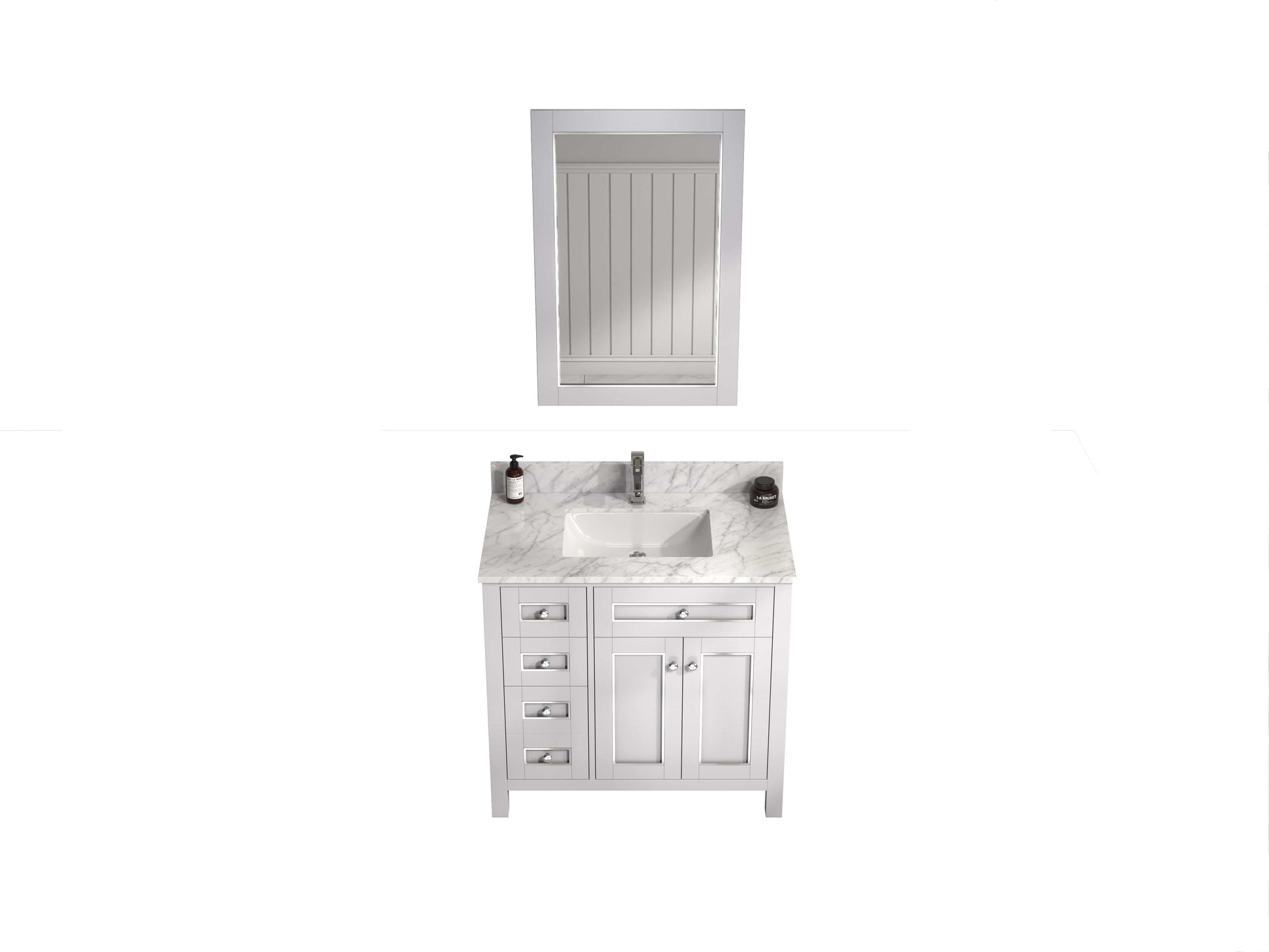 Legion Furniture WV2236-W Legion Furniture WV2236-W 36" White Finish Sink Vanity Cabinet with Carrara White Top