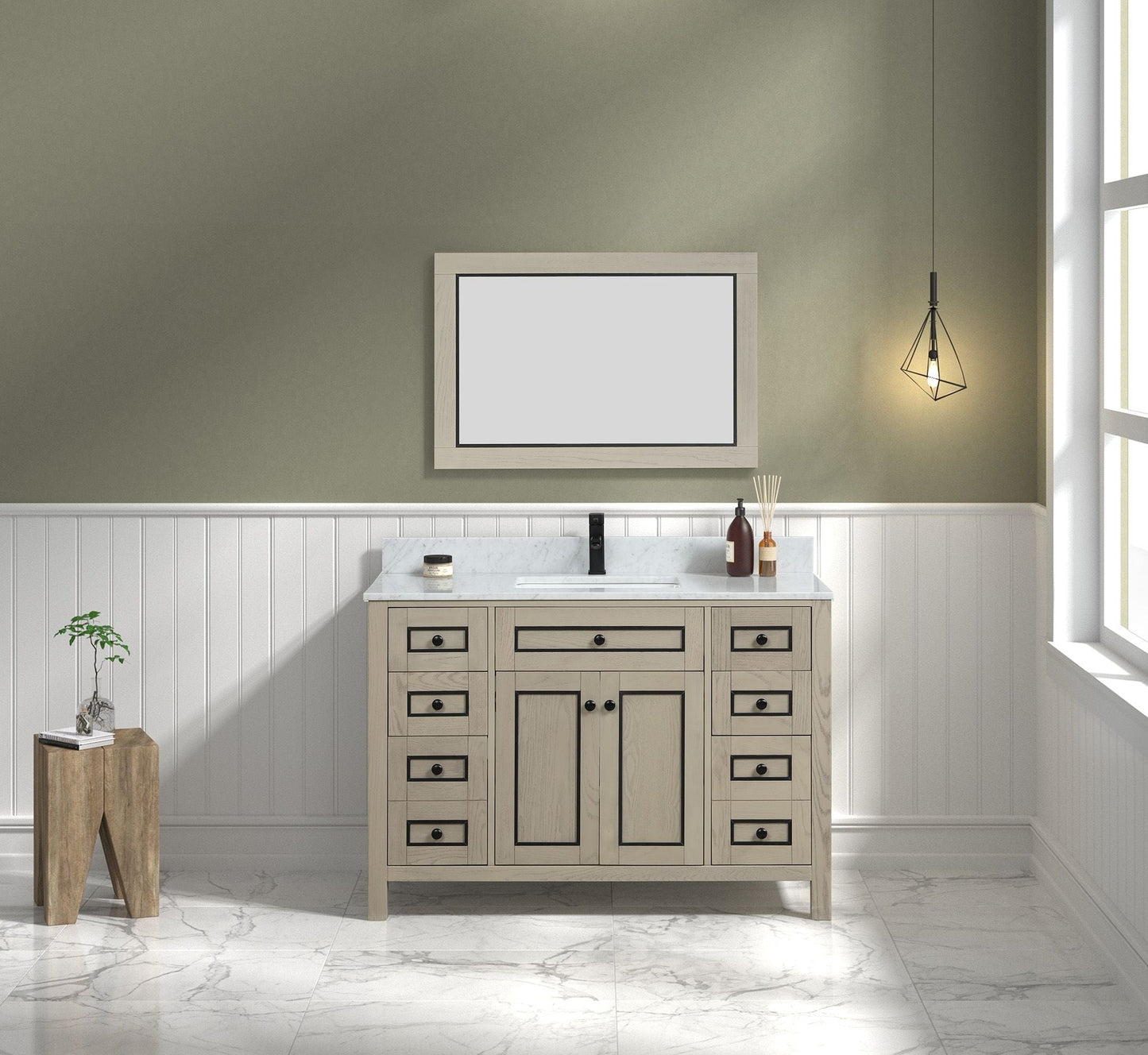 Legion Furniture WV2248-O Legion Furniture WV2248-O 48" Light Oak Finish Sink Vanity Cabinet with Carrara White Top