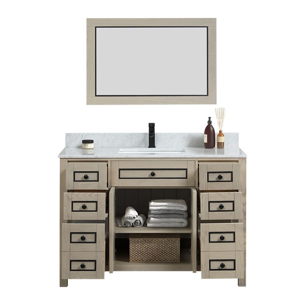 Legion Furniture WV2248-O Legion Furniture WV2248-O 48" Light Oak Finish Sink Vanity Cabinet with Carrara White Top