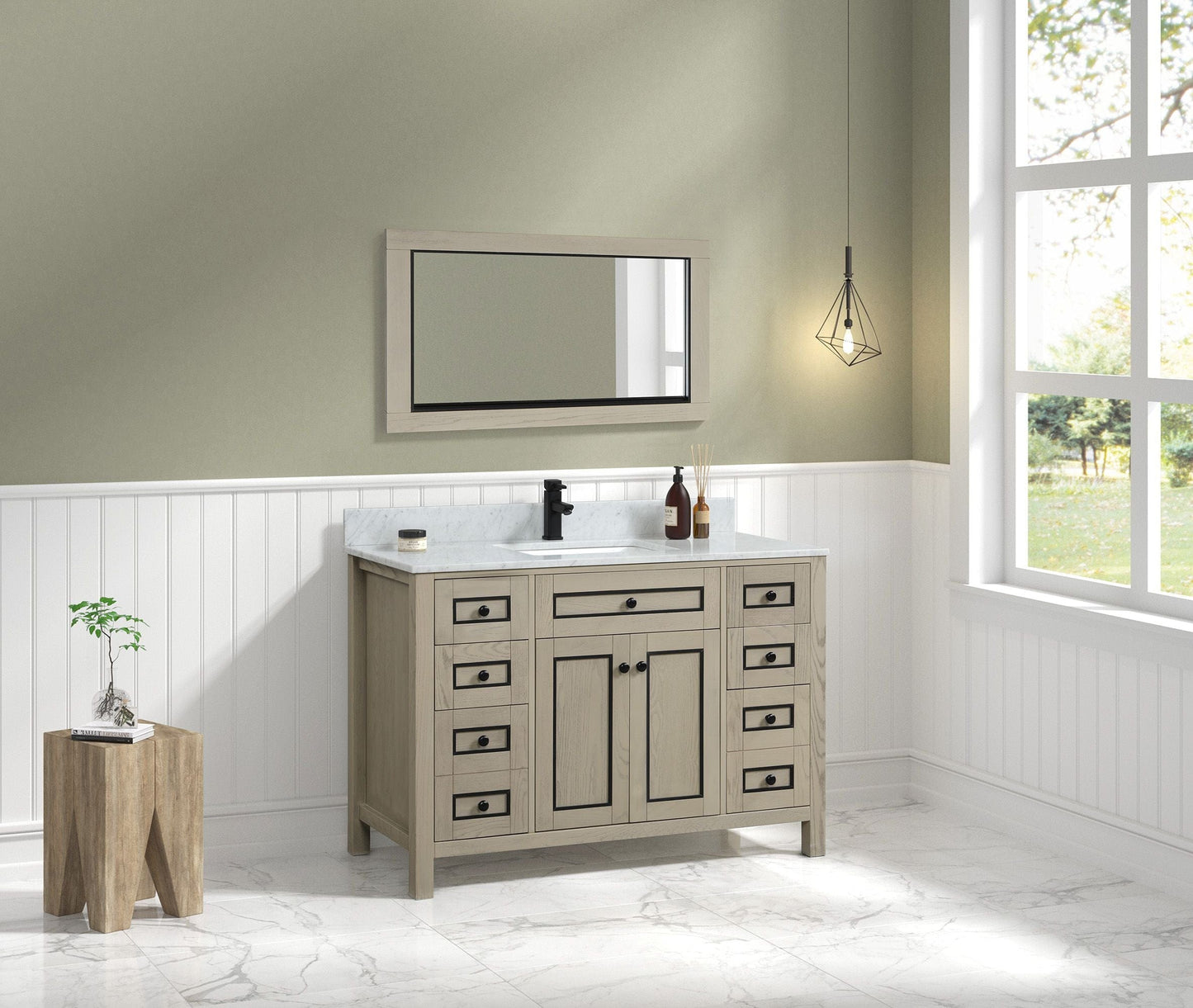 Legion Furniture WV2248-O Legion Furniture WV2248-O 48" Light Oak Finish Sink Vanity Cabinet with Carrara White Top