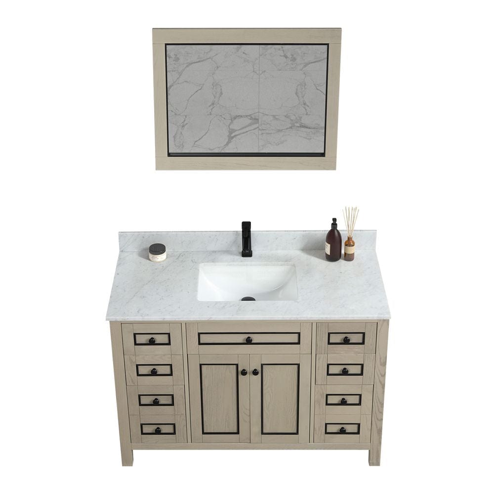 Legion Furniture WV2248-O Legion Furniture WV2248-O 48" Light Oak Finish Sink Vanity Cabinet with Carrara White Top