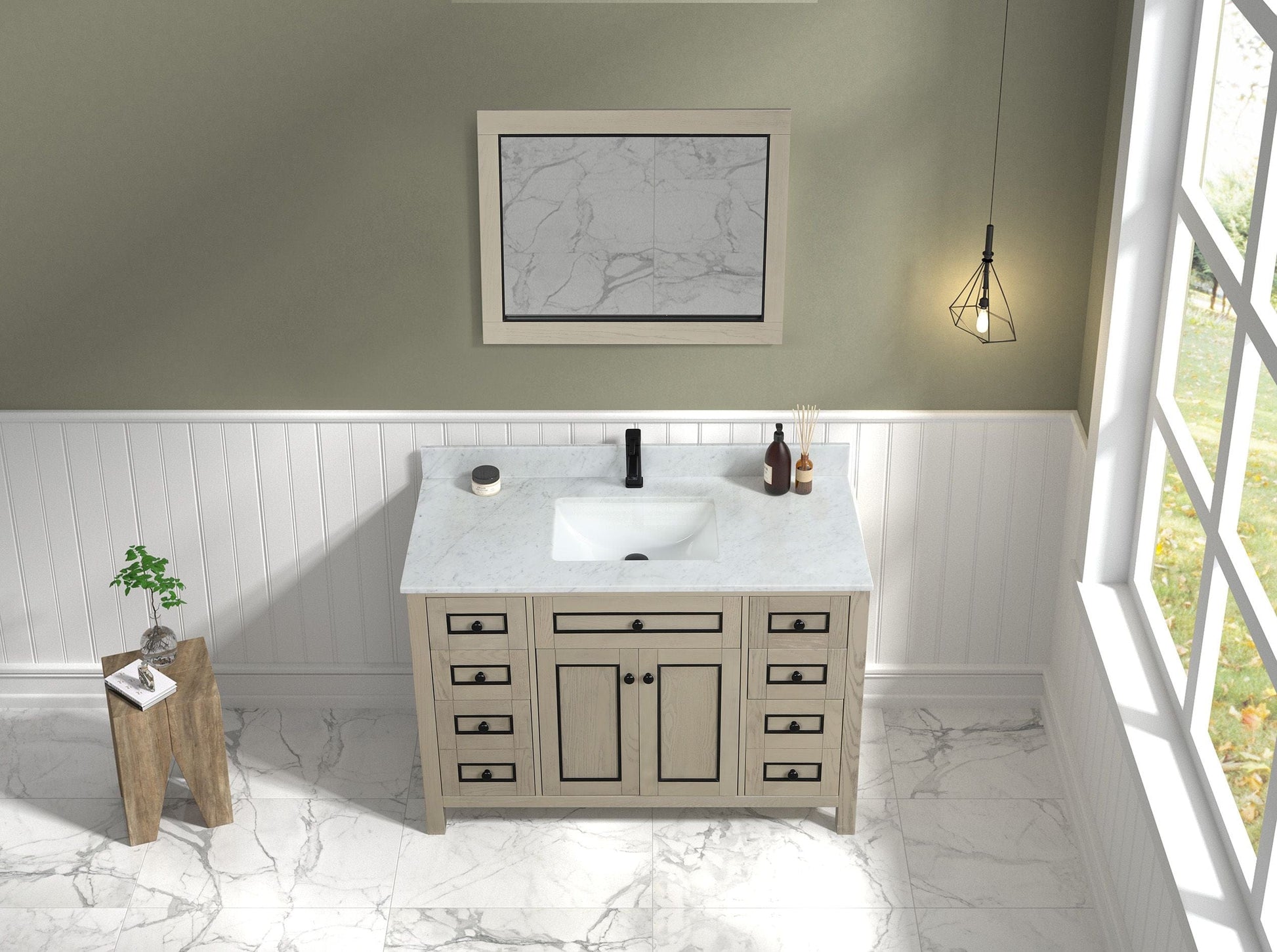 Legion Furniture WV2248-O Legion Furniture WV2248-O 48" Light Oak Finish Sink Vanity Cabinet with Carrara White Top