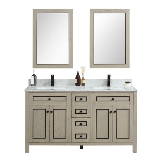 Legion Furniture WV2260-O Legion Furniture WV2260-O 60" Light Oak Finish Sink Vanity Cabinet with Carrara White Top