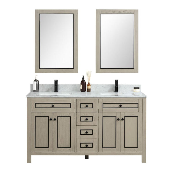 Legion Furniture WV2260-O Legion Furniture WV2260-O 60 Light Oak Finish Sink Vanity Cabinet with Carrara White Top