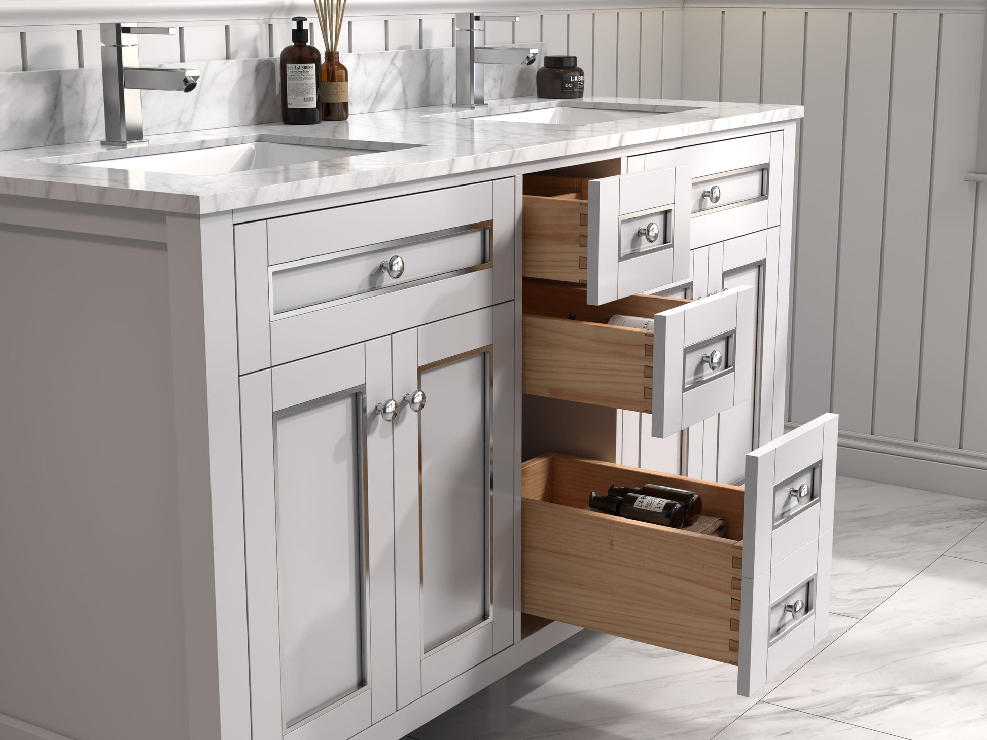 Legion Furniture WV2260-W Legion Furniture WV2260-W 60" White Finish Sink Vanity Cabinet with Carrara White Top