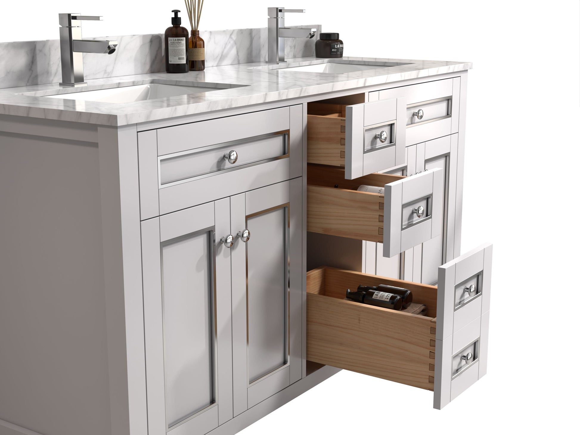 Legion Furniture WV2260-W Legion Furniture WV2260-W 60" White Finish Sink Vanity Cabinet with Carrara White Top