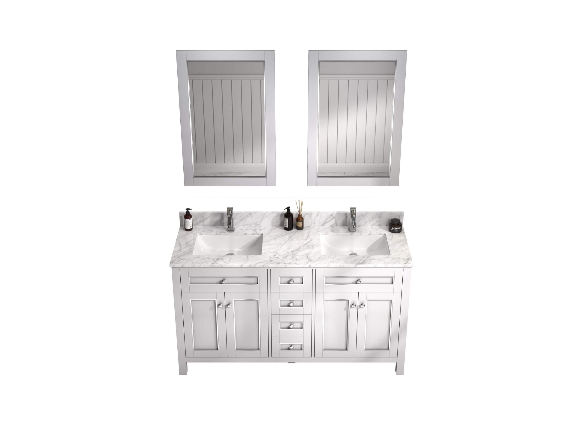 Legion Furniture WV2260-W Legion Furniture WV2260-W 60" White Finish Sink Vanity Cabinet with Carrara White Top