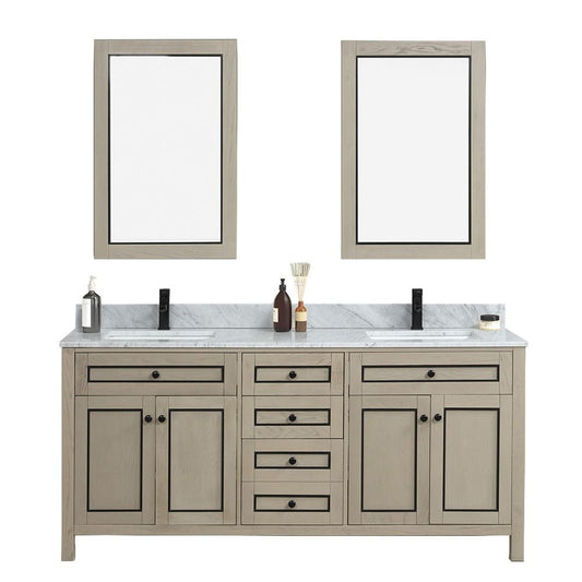 Legion Furniture WV2272-O Legion Furniture WV2272-O 72" Light Oak Finish Sink Vanity Cabinet with Carrara White Top