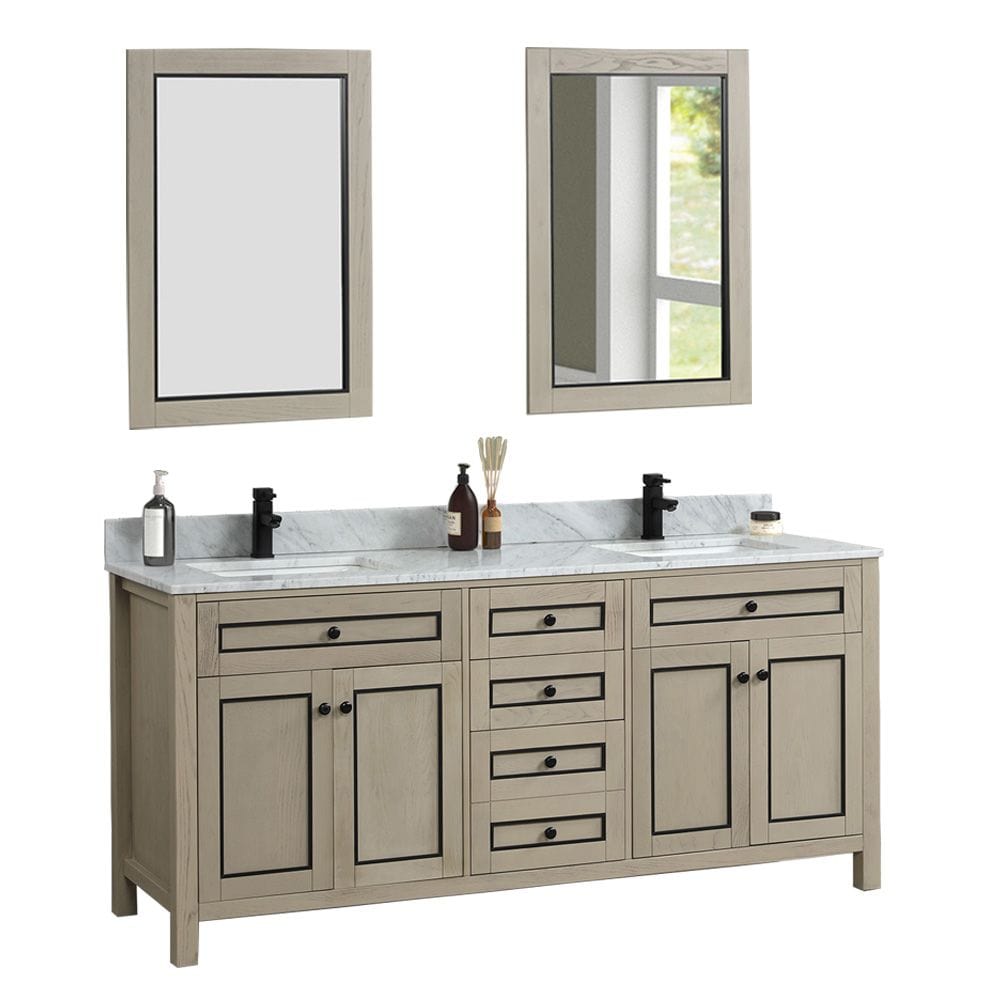 Legion Furniture WV2272-O Legion Furniture WV2272-O 72" Light Oak Finish Sink Vanity Cabinet with Carrara White Top