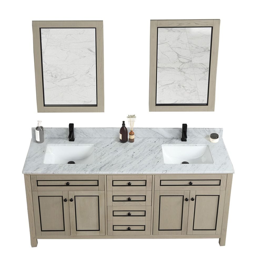 Legion Furniture WV2272-O Legion Furniture WV2272-O 72" Light Oak Finish Sink Vanity Cabinet with Carrara White Top