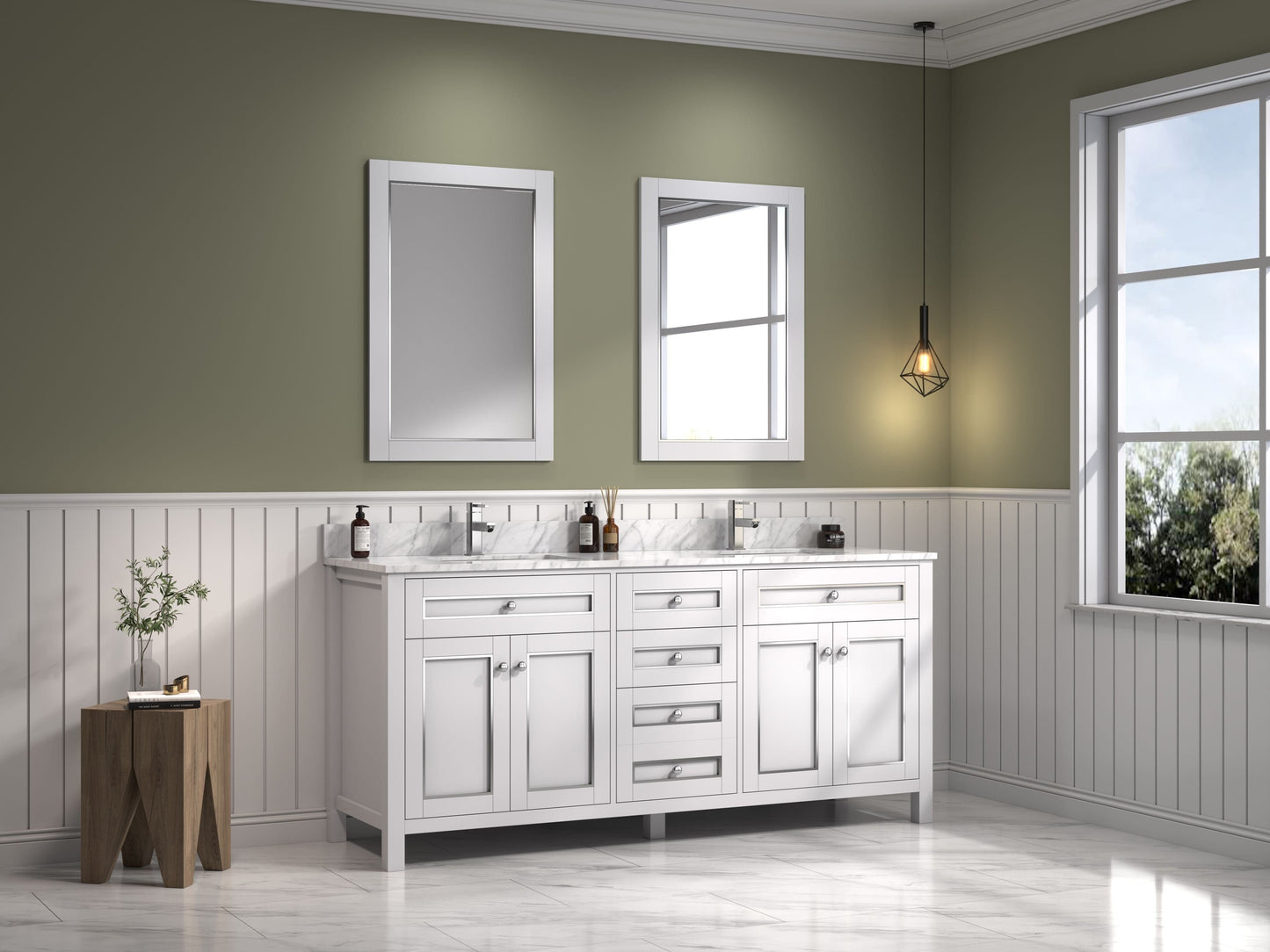 Legion Furniture WV2272-W Legion Furniture WV2272-W 72" White Finish Sink Vanity Cabinet with Carrara White Top