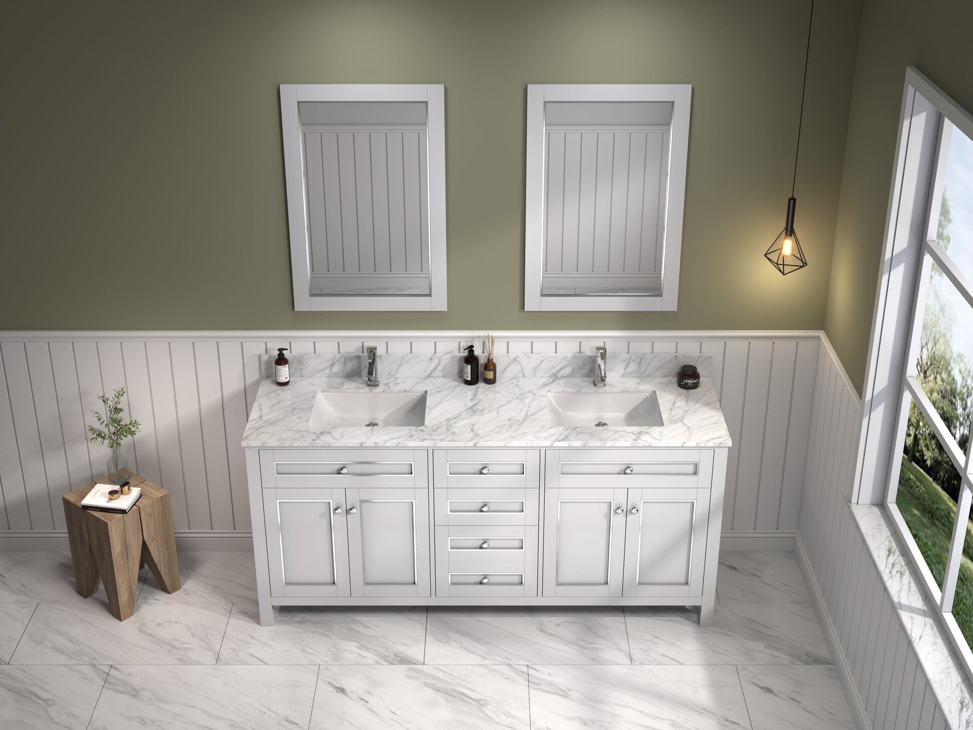 Legion Furniture WV2272-W Legion Furniture WV2272-W 72" White Finish Sink Vanity Cabinet with Carrara White Top