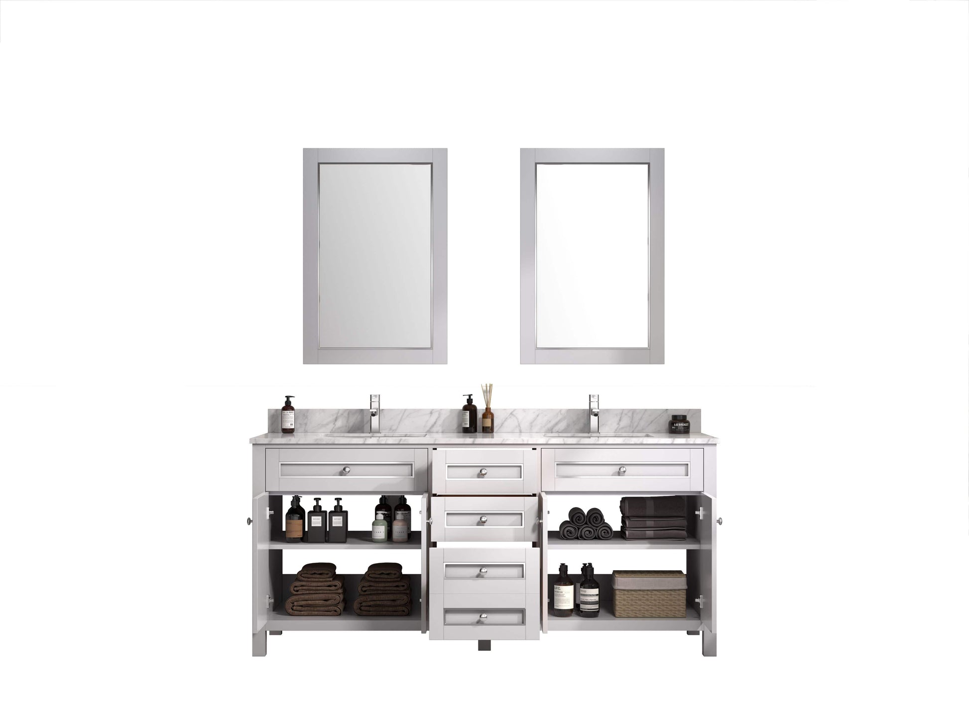 Legion Furniture WV2272-W Legion Furniture WV2272-W 72" White Finish Sink Vanity Cabinet with Carrara White Top